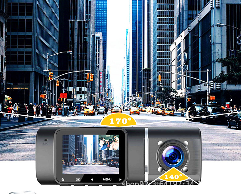 Cross-border infrared night vision high-definition dashcam with dual lenses for front and interior recording
