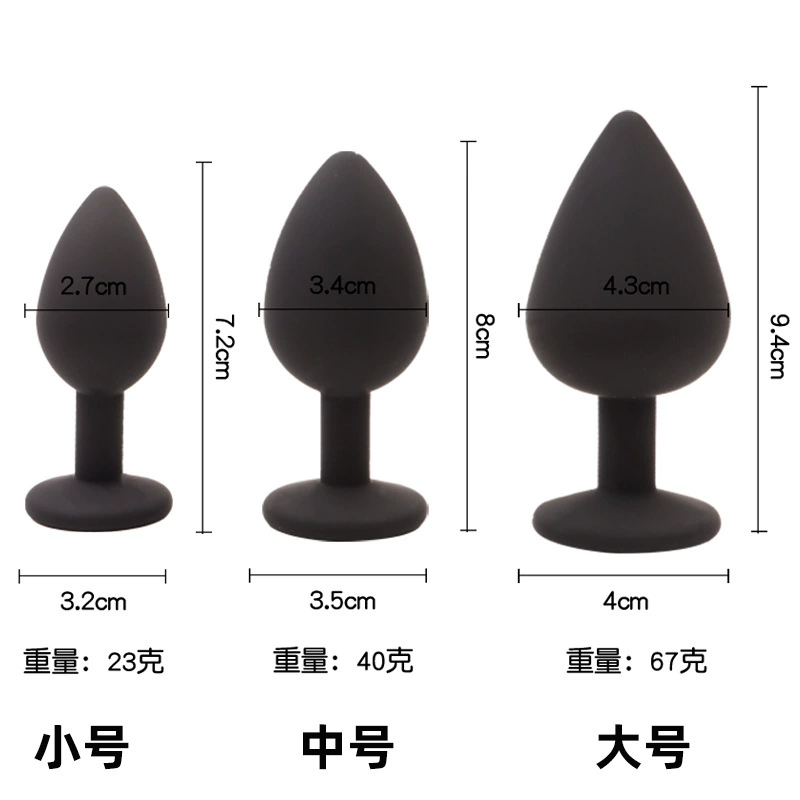 Silicone Anal Plug Set, Men, Jewel-Base, Multiple Sizes (4–12 cm)