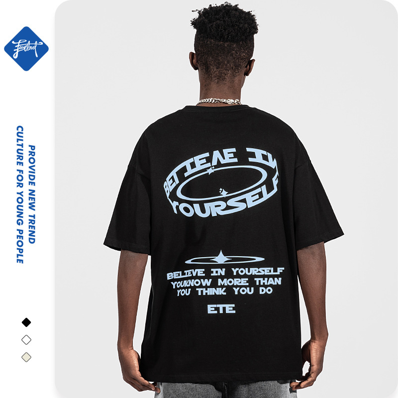 China-chique verão novo estilo manga curta masculina solta camiseta de algodão grande ins mesma moda casal top_voghion.com