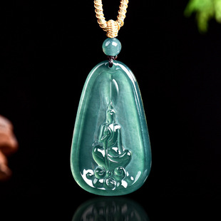 Natural A Goods Jade Blue Water Enlightenment Buddha Pendant Buddha Brand Ice Jade for Men and Women Pendant Sihui Jade