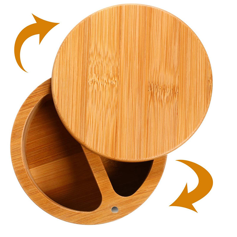 Botella de condimento de cocina transfronteriza suministros de cocina caja de condimento de bambú redondo estante de especias