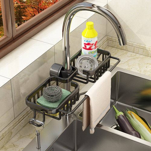 Kitchen faucet rack, sink rack, dishwashing sink, steel ball rag storage artifact, sponge drain rack