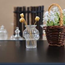1：12分娃娃屋微缩版玻璃花瓶diy迷你家居摆件简约条纹透明玻璃瓶