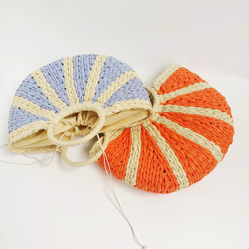 Women's Fashion Handbags, 2024 New Summer Woven Pumpkin Semi-circular Holiday Beach Bag. Fashionable and Personalized Women's Bags._senzul.com