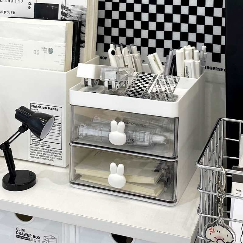 Caja de almacenamiento El cajón de escritorio es transparente y se puede superponer.