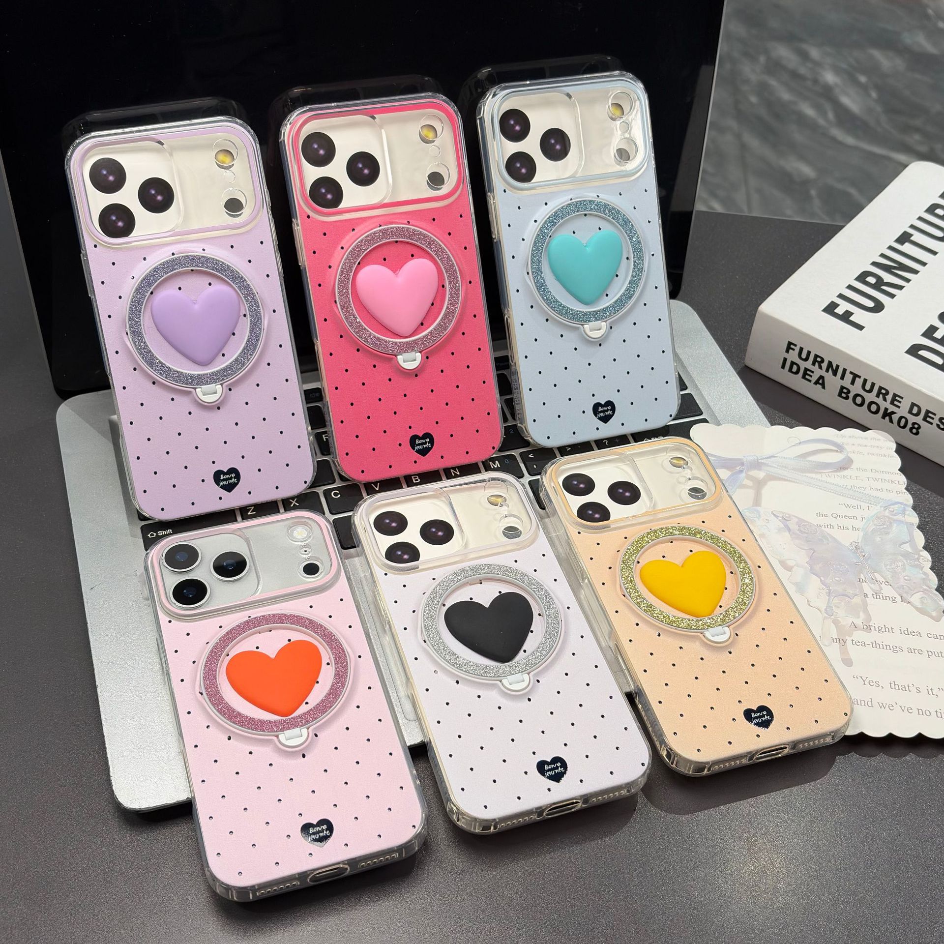 小众简约波点爱心挂件适用苹果17ProMax手机壳15/14新款16Pro女13