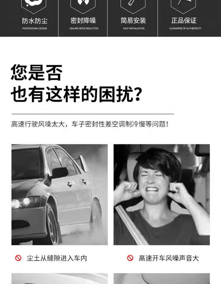 Applicable to the new version of Tesla model 3/Y door sealing strip for the whole car sound insulation and waterproof sealing rubber strip