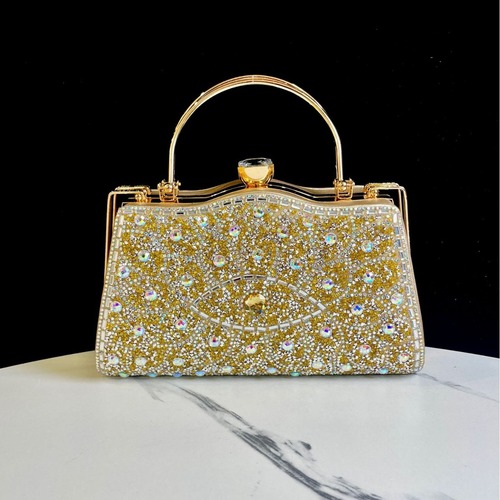 New Cross-border Exquisite Evening Bag with Diamond Accents for Ladies Matching Qipao, Bag Noblewoman Ballroom Handbag Water Diamond
