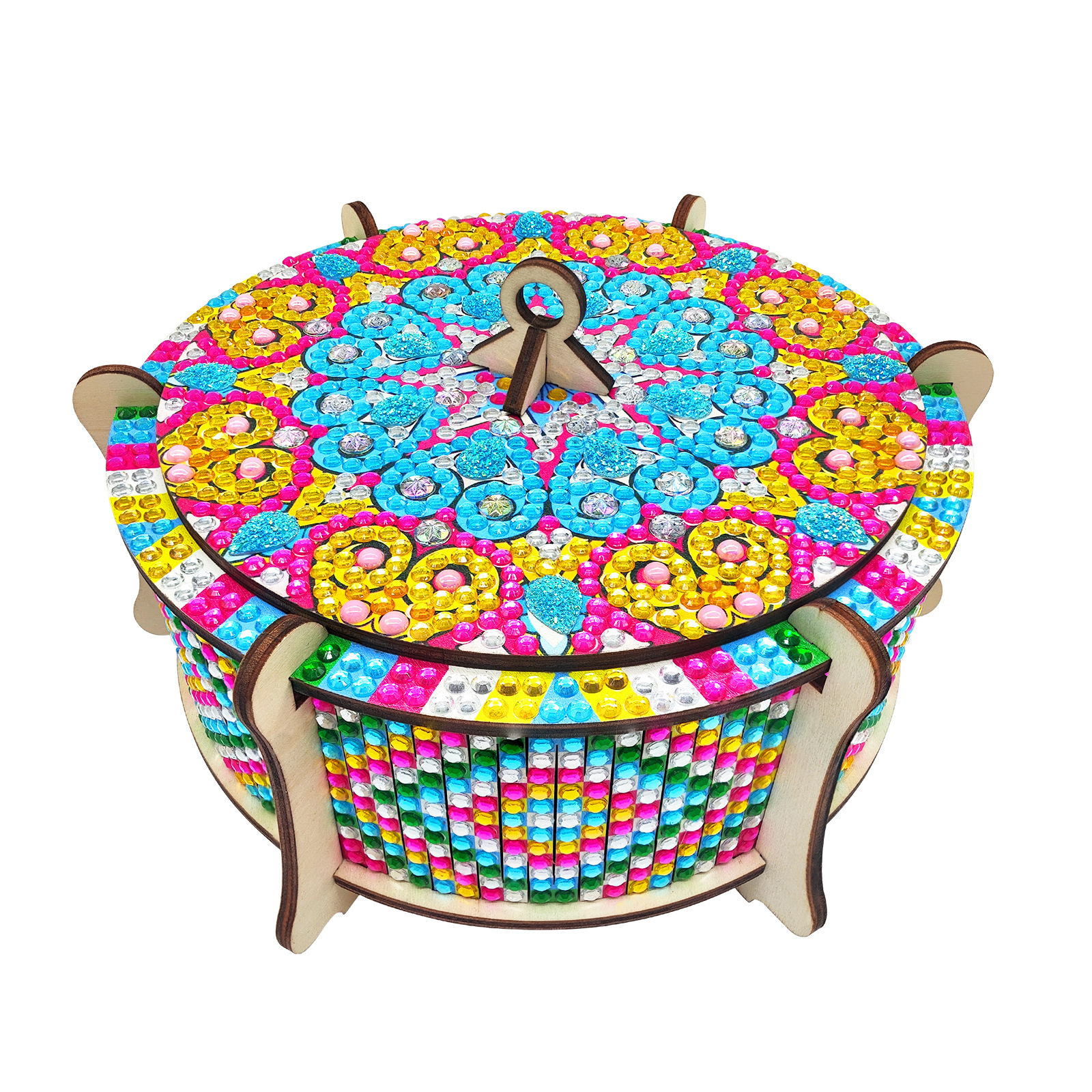 Pintura de diamantes DIY caja de almacenamiento de diseño creativo caja de madera artesanía perforación pegatinas