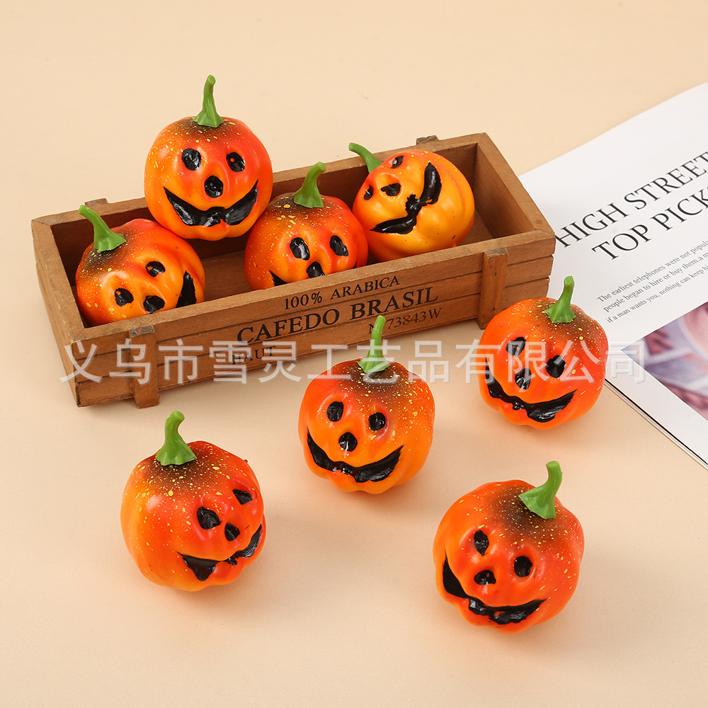 跨境爆款仿真小南瓜挂件万圣节幽灵搞怪南瓜装饰配件厂家现货批发