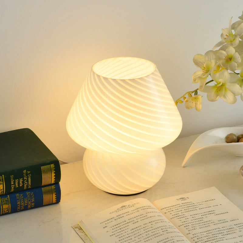 Glass Table Lamp, creative bedside night light, warm ambient LED, small & large sizes