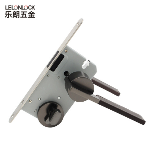 Lelang Wholesale Light Luxury Genuine Leather Handle Mortice Lock Interior Door Nordic Style Room Door Lock Silent Magnetic Split Lock