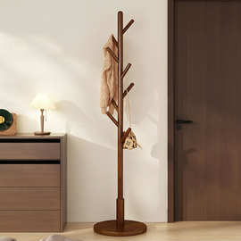 实木落地挂衣架家用卧室衣帽架入户门小型多功能床边靠墙衣服架子