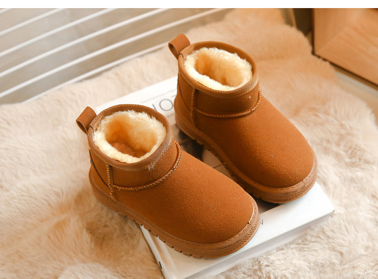 Barnsnöskor 2023 vinter nya plysch och tjocka flickor med medelstora till stora, mjuka sulor för barn, vattentäta_voghion.com