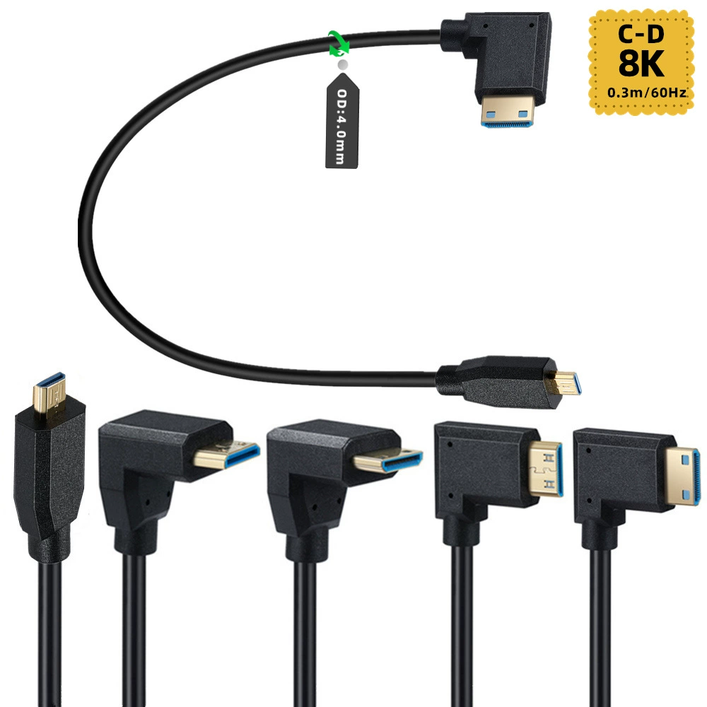 2.1V 8K@60Hz 4K@120Hz 1080p 3D mini HDMI to Micro HDMI connection cable