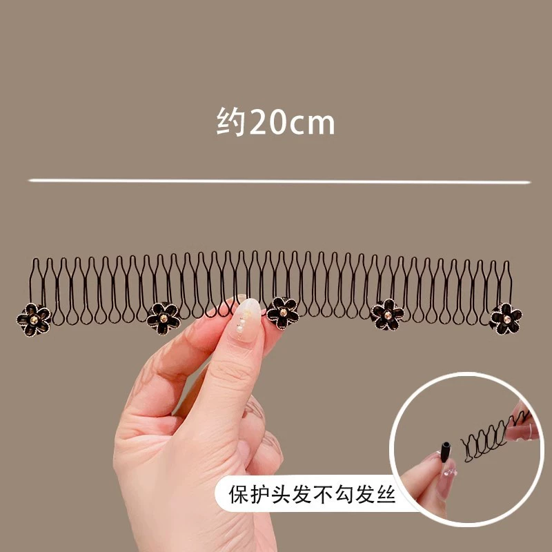 Hair comb clip long decorative comb, anti-breakage styling with pearl & floral accents