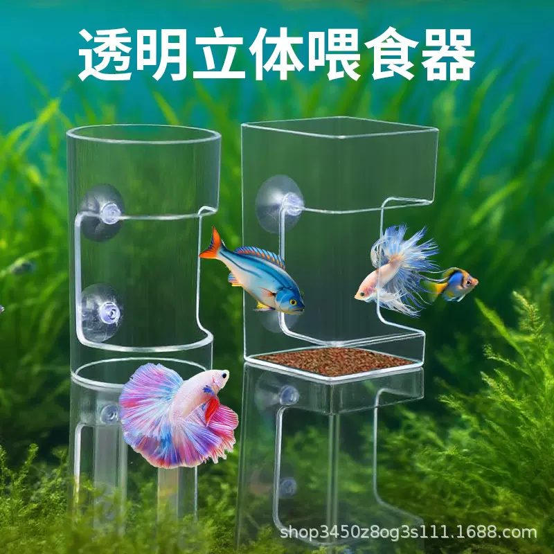 鱼缸喂食器食投喂器喂鱼投食定点投喂圆形方形透明防飘散防浑水鱼