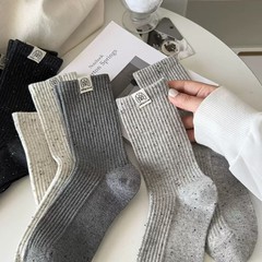 袜子女  点子纱复古布标抽条中长筒个性潮流袜子批发透气舒适女袜