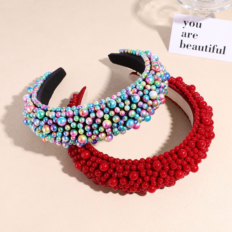 Fashion Solid Color Imitation Pearl Inlay Pearl Hair Band 1 Piece display picture 2