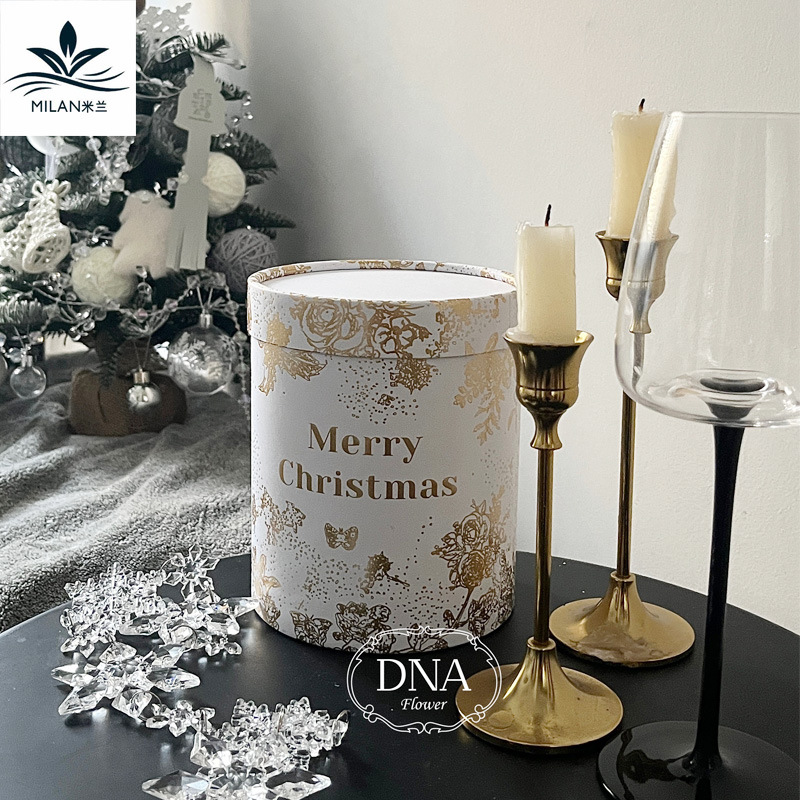 Navidad de plata brillante abrazo cubo Apple caja de regalo de Nochebuena caja de flores arreglo floral cubo caja de flores de fresa