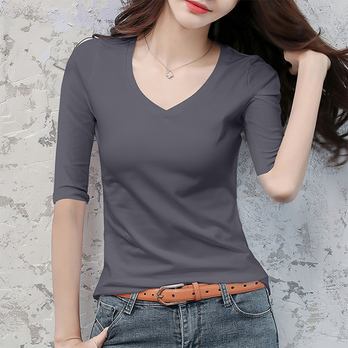 Avocado Green V-Neck T-Shirt for Women - Summer and Autumn Stylish Top with 2025 Design, Sleeveless Bodysuit with Pigeon Collar