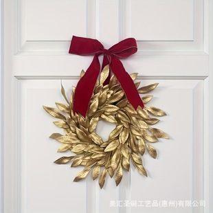 Meihui 2025 Cross-Border Temu Christmas Garland Gold Leaf DIY Courtyard Door Hanging Decorative Garland Gold