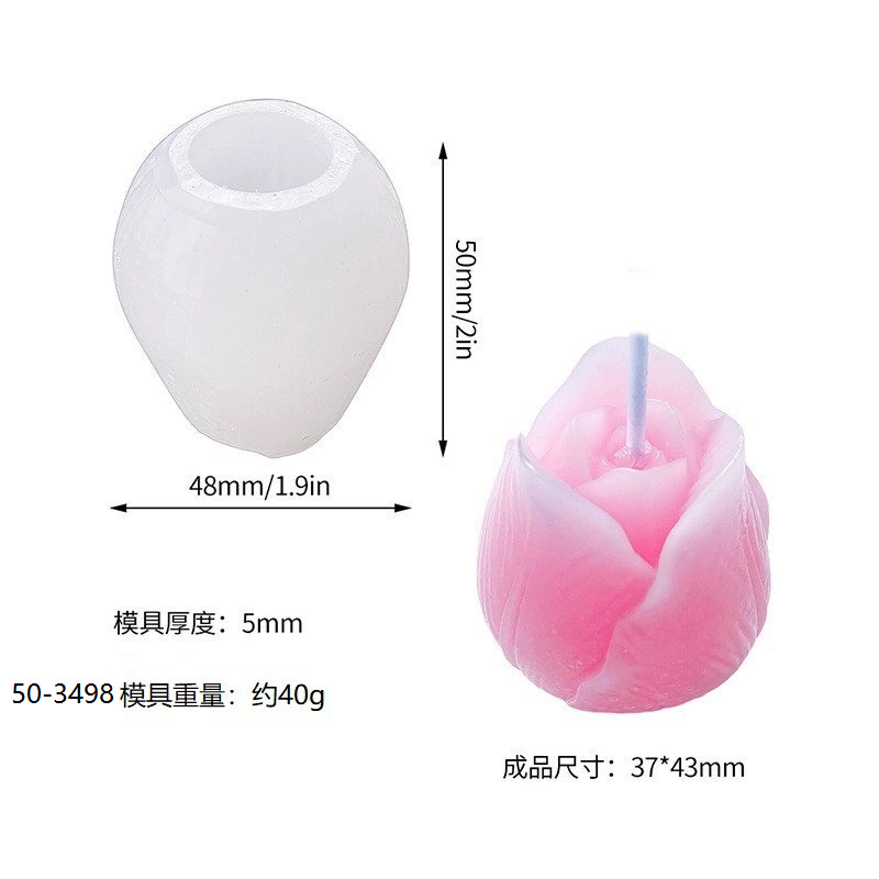 Molde de silicona para velas perfumadas con forma de rosa tridimensional, helado, mousse, pastel, tulipán, girasol y peonía.