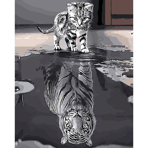 Cross-border dropshipping digital oil painting wholesale frameless painting coloring cat 4050 Amazon wish factory entrance