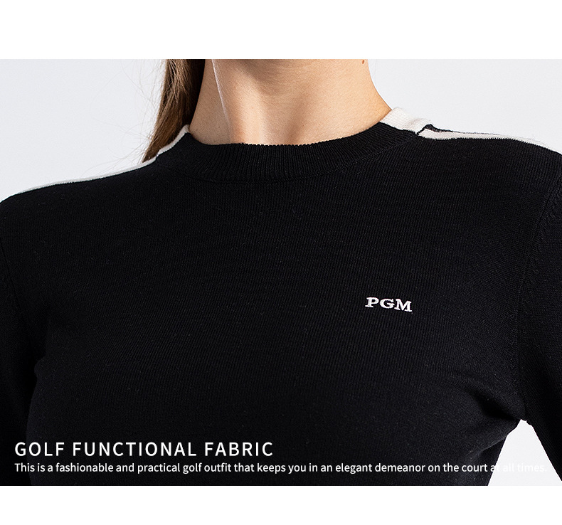 Áo len golf nữ PGM cổ lọ dài tay giữ ấm thu đông — YF621-Áo len trắng, YF621-Áo len màu hồng, YF621-Áo len Đen chi tiết 14