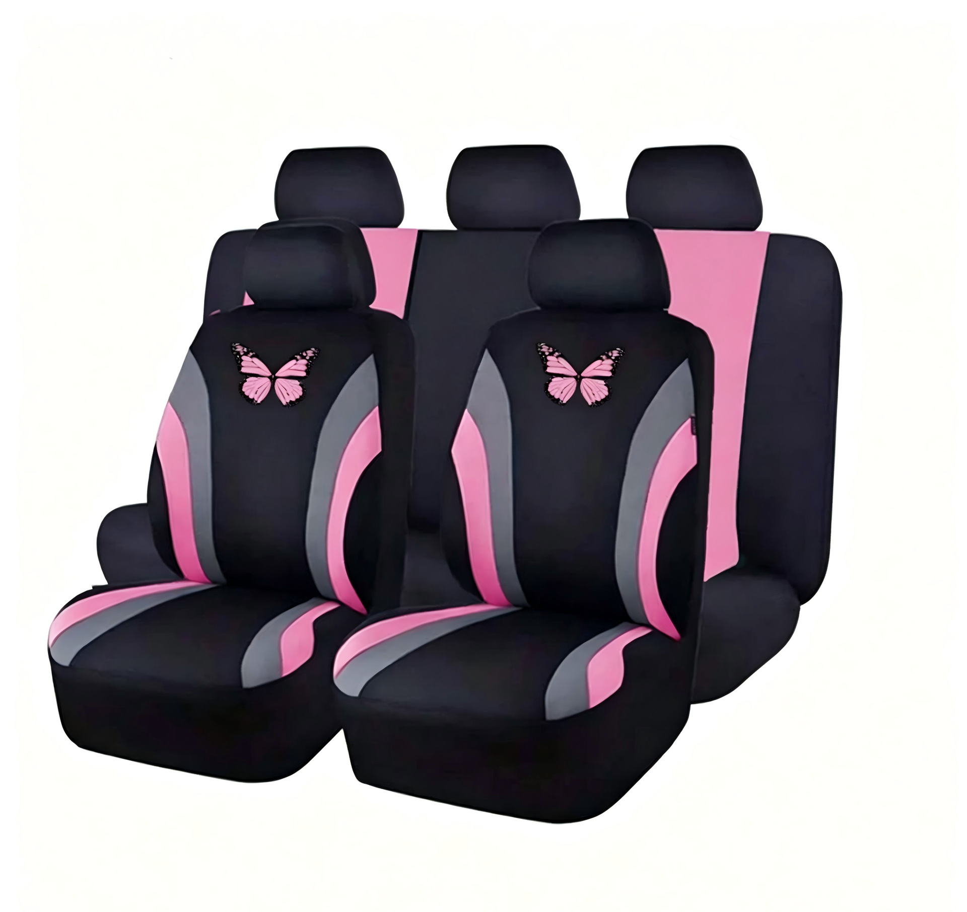 Cross-border bestseller: polyester mesh double-waistline butterfly car seat cover for five-seater, popular export model, suitable for all seasons