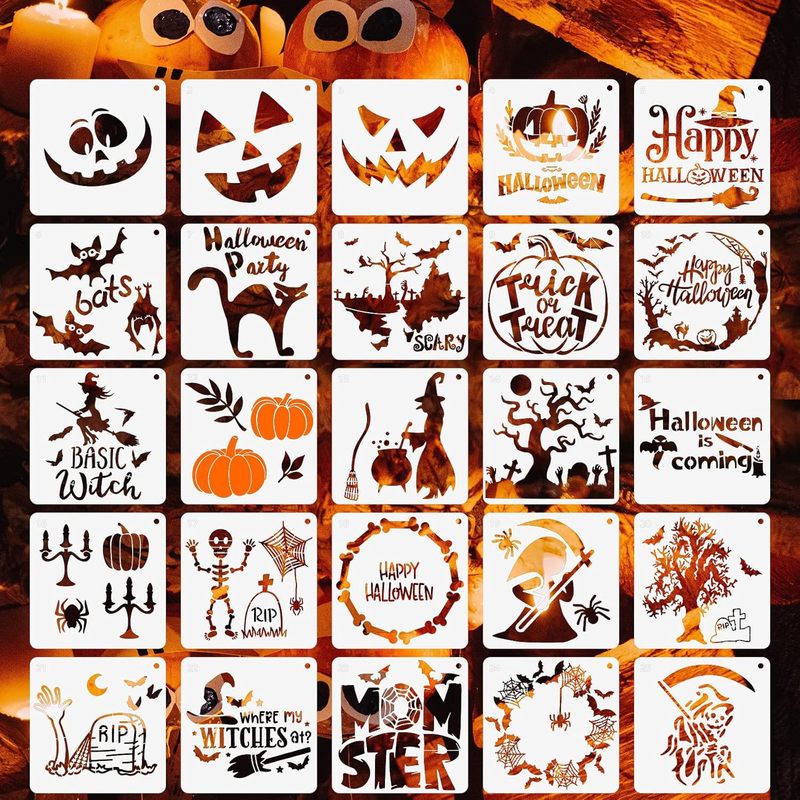 Amazon's New Halloween Paradise Cut Out Template Ghost Pumpkin Spider Web Witch Graffiti Pattern DIY