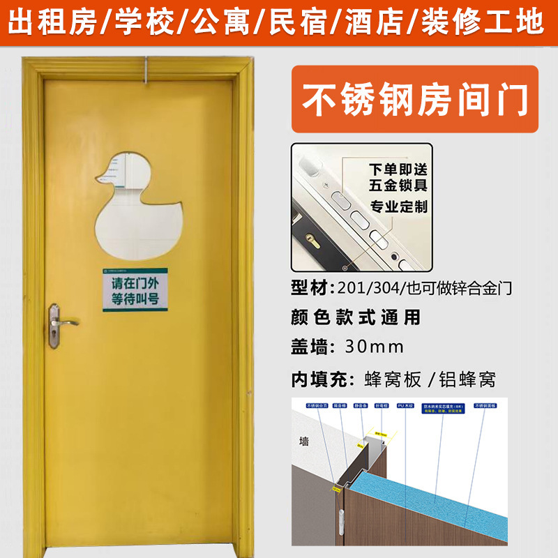 Hospital, Kindergarten, School Classroom Doors with Observation Windows, Training and Daycare Class Doors, Dormitory Doors, Stainless Steel Single Doors