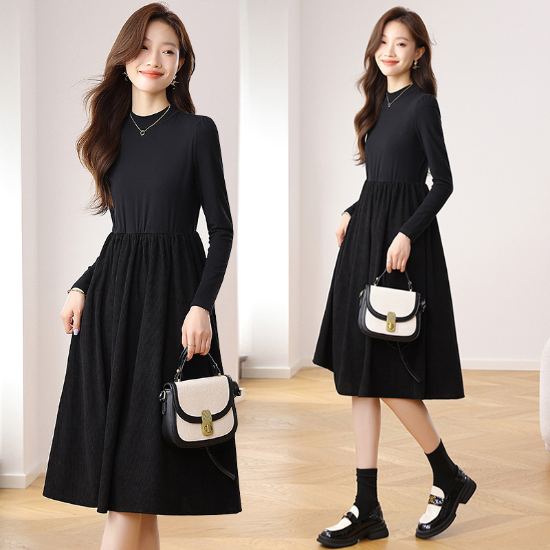 ydy8230 small slim dress women's 2025 spring new fashion temperament long waist small black dress