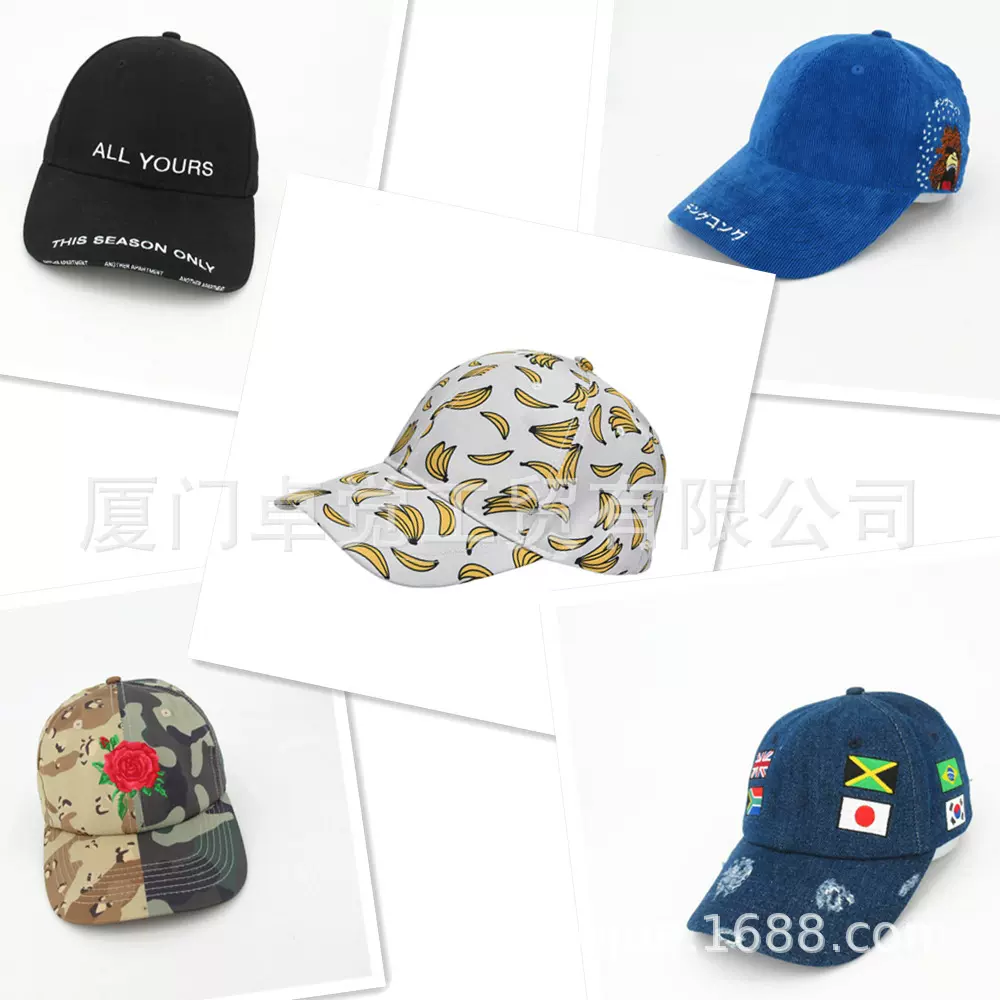 软顶棒球帽定制logo字母刺绣欧美数码印刷鸭舌帽夏灯芯绒帽子定做
