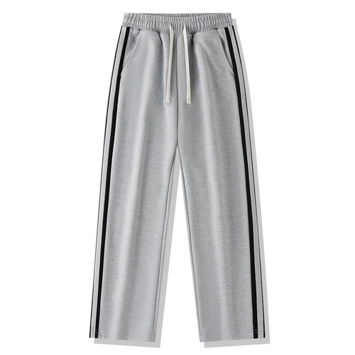 Men's Spring and Autumn Style American Striped Tape Pants, Streetwear Cool Brand, Gritty Cool Casual Sports Long Pants, Teenage Straight Leg Sweatpants