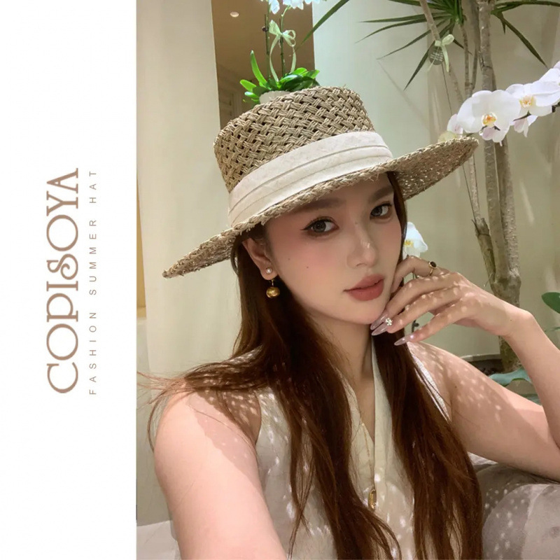 Copisoya/Kaipesiya "Southern Pharaoh Money" Woven Casual Versatile Flat-Top Straw Hat for Vacation