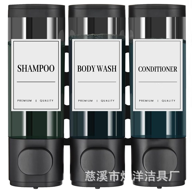 酒店手动按压单双三头皂液器浴室壁挂洗发水沐浴露皂液器出液盒子