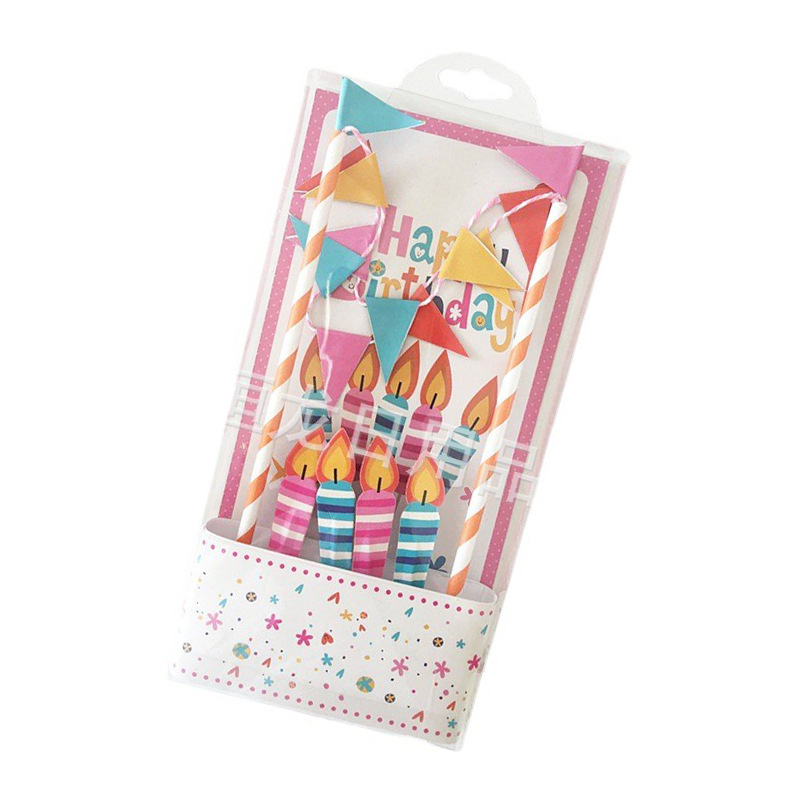 新款创意纸吸管生日蛋糕春天系列串旗套装婚礼创意装饰品厂家热款