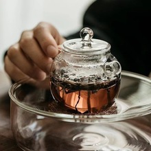 厂家批发高硼硅玻璃茶壶家用功夫茶具小号泡茶壶手把壶花茶壶迷你