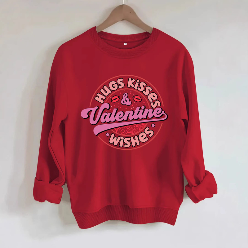 Amazon's New Foreign Trade Sweatshirt for Women with Valentine's Day Hugs, Kisses, and Blessings Printed on It, a Versatile Autumn Sweatshirt Amazon's New Foreign Trade Sweatshirt for Women with Valentine's Day Hugs, Kisses, and Blessings Printed on It, a Versatile Autumn Sweatshirt
