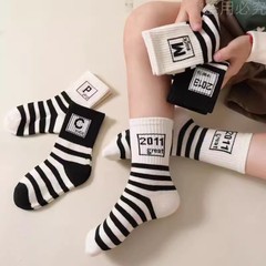兒童襪子條紋中筒襪無骨棉襪中大童運動襪男女童學生襪透氣親膚A1