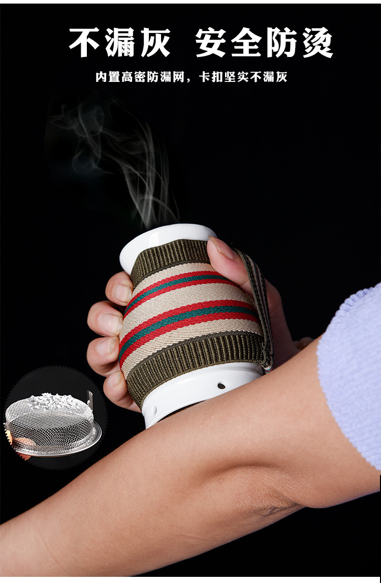 Ceramic Moxibustion Jar Double Layer Anti-Scald Design with Gua Sha Function Portable Warming Device 10.5x6.5x5.5 cm quality and texture