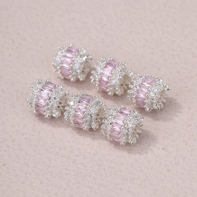 Zərgərlik ara hissələri – beaded jewelry accessories wholesale - no-9-silver-pink-zircon-transfer-beads