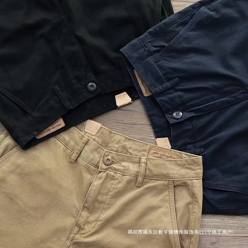 Chino Pants Men American Khaki Retro Workwear Khaki Pants Men Casual Loose American Straight Casual Pants Men