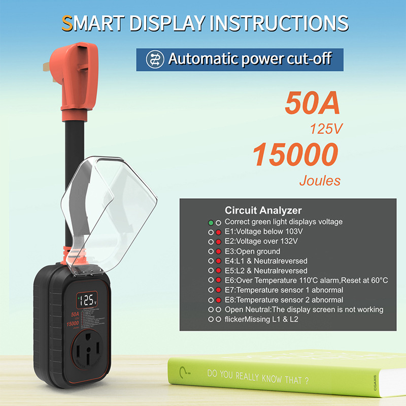 FC-06 RV故障码浪涌保护器 房车充电RV浪涌保护器防浪涌保护器