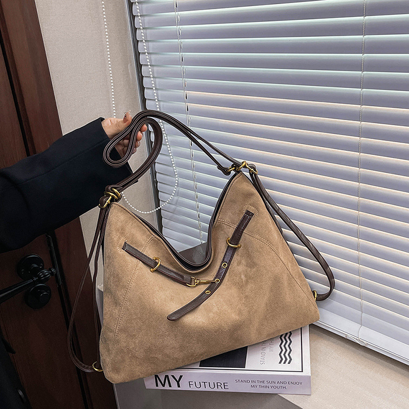 Cross-Border Wholesale Suede Fashion Women's Bag 2026 New Large Capacity Luxury Tote Bag Versatile Shoulder Bag - Thumbnail 2
