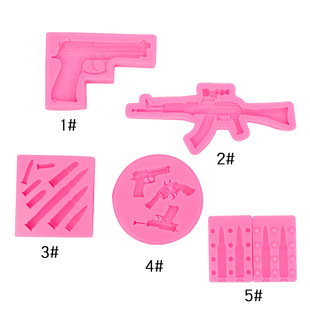 Simulation size pistol bullet silicone mold machine gun rifle sugar mold baking cake chocolate decoration