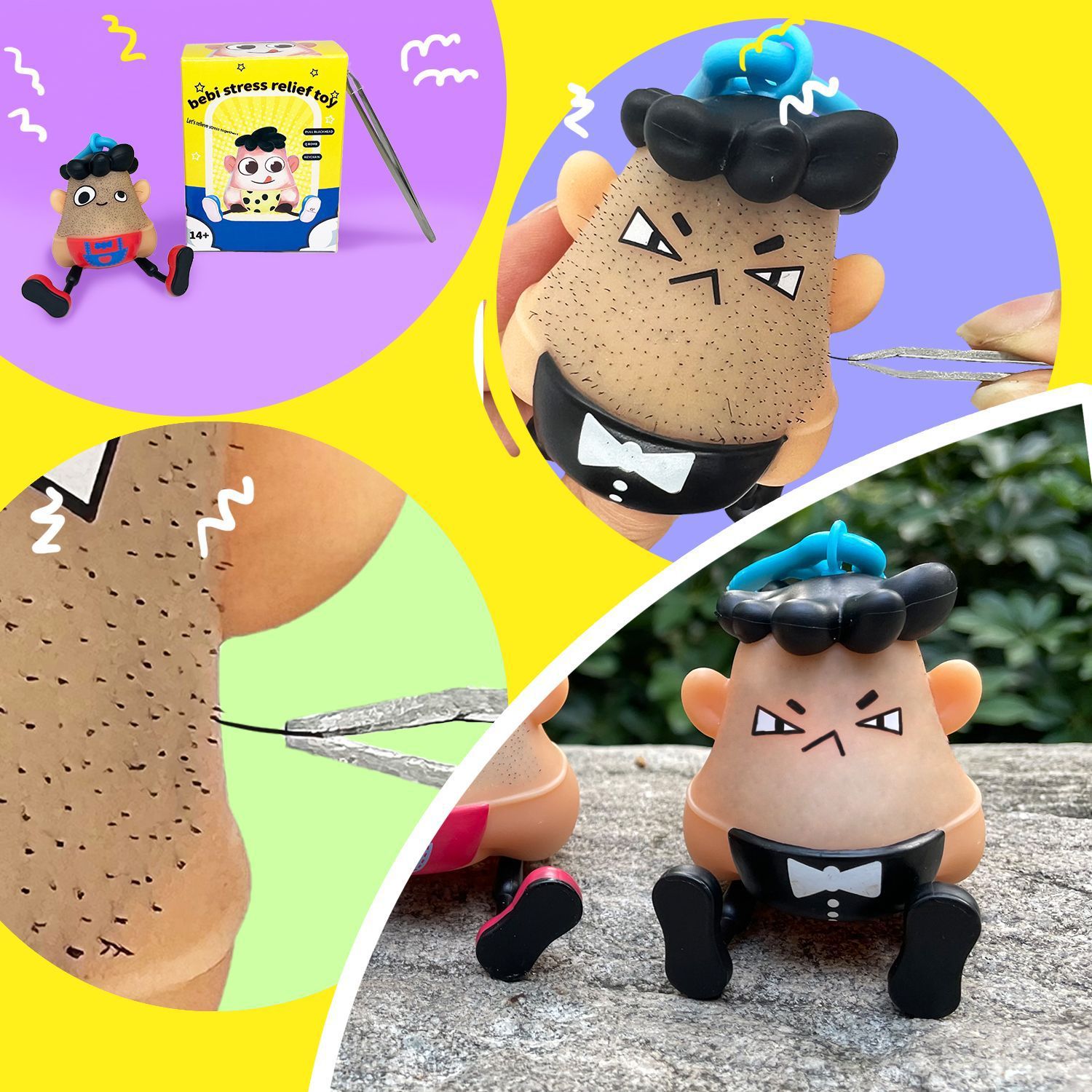 Nuevos juguetes de extracción de cabeza negra extracción de cabeza negra extracción de barba extraña descomposición de colgantes de llaves artefactos mágicos