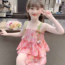 宝宝夏装套装2026夏季新款时髦洋气儿童女童吊带短裤两件套超仙款