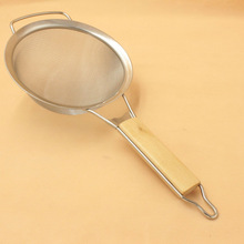 日用品百货批发宽边油捞木柄不锈钢网漏带耳无磁防烫柄